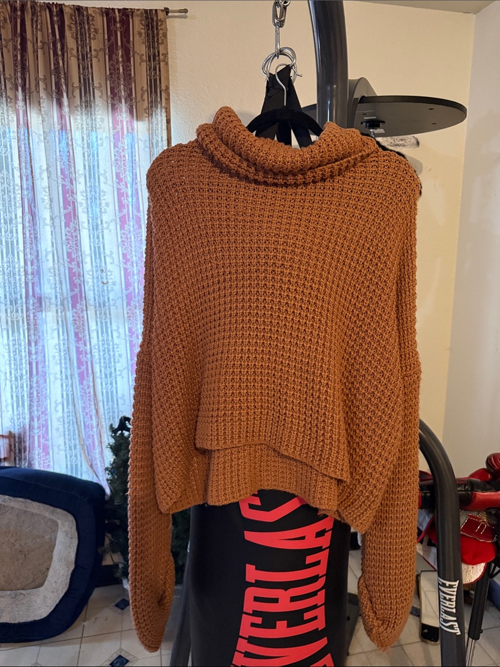 EARTHBOUND Rust Orange Cropped Turtleneck Sweater